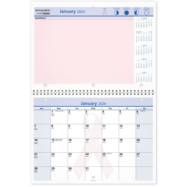 ACCO BRANDS USA, LLC AT-A-GLANCE PMPN502824 2024 AT-A-GLANCE QuickNotes City of Hope Monthly Wall Calendar, 11in x 8in, January to December 2024, PMPN5028