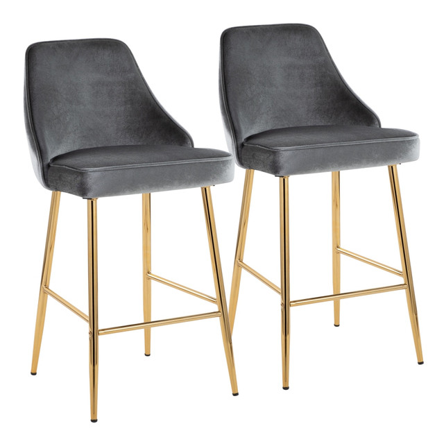 LUMISOURCE, LLC B25-MARCEL AUVBU2 LumiSource Marcel Contemporary Counter Stools, Blue/Gold, Set Of 2 Stools