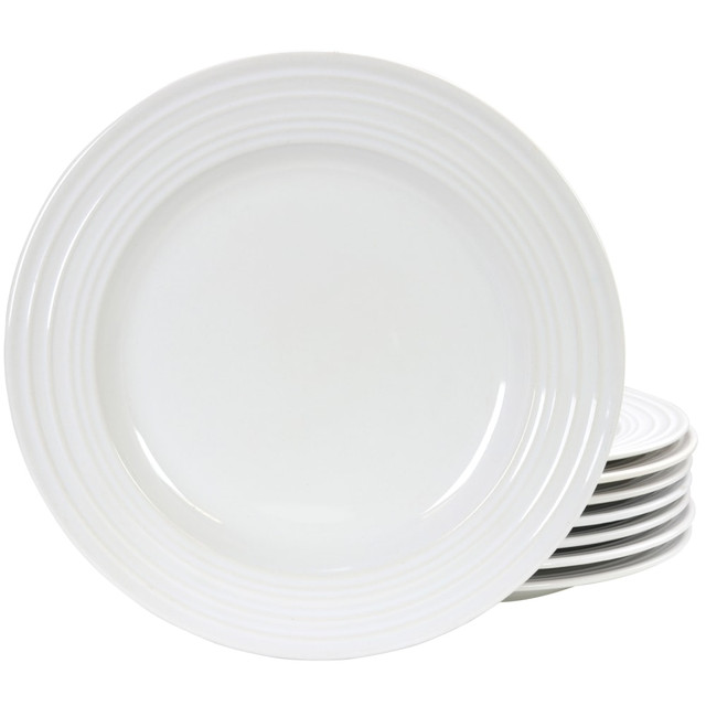 GIBSON OVERSEAS INC. 995105015M Gibson Home Plaza Cafe 8-Piece Dinnerware Set, 10-1/2in, White