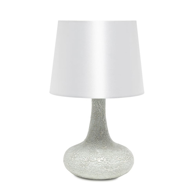 ALL THE RAGES INC Simple Designs LT3039-WHT  Mosaic Tiled Glass Genie Table Lamp, White Shade