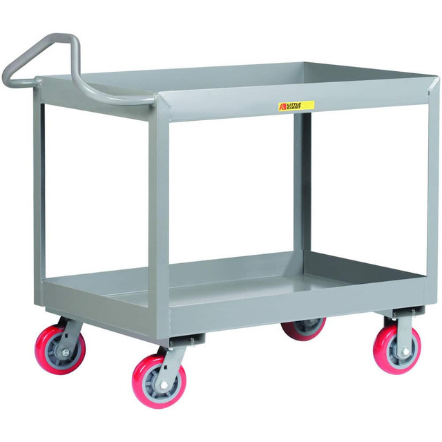 Little Giant. ENDS-2436X3-6PY Carts; Cart Type: 3-Inch Deep Shelf Truck with Ergonomic Handle ; Caster Type: 2 Rigid; 2 Swivel ; Brake Type: No Brake ; Width (Inch): 24 ; Assembly: Comes Assembled ; Material: Steel