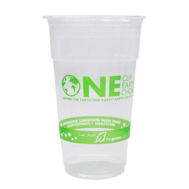 LOLLICUP USA, INC. KE-KC24G Karat Earth PLA Plastic Cups, 24 Oz, Clear, Case Of 600 Cups