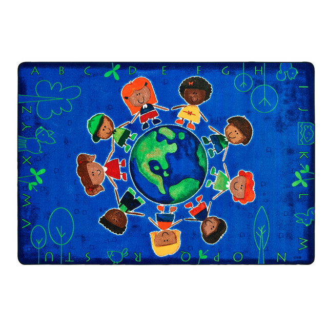 CARPETS FOR KIDS ETC. INC. 4415 Carpets for Kids Premium Collection Give the Planet a Hug Rug, 6ft x 9ft, Blue