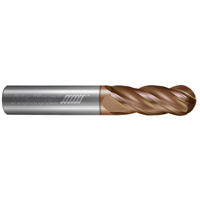 Helical Solutions 83275 Ball End Mill: 1/8" Dia, 1/4" LOC, 4 Flute, Solid Carbide