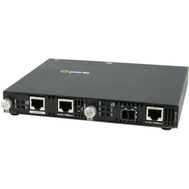 PERLE SYSTEMS 05070654 Perle SMI-1110-S2LC10 Gigabit Ethernet Media Converter - 2 x Network (RJ-45) - 1 x LC Ports - DuplexLC Port - Management Port - 10/100/1000Base-T, 1000Base-LX - 6.21 Mile - External