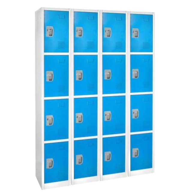 ADIR CORP. ADI629-204-BLU-4PK Alpine AdirOffice 4-Tier Steel Lockers, 72inH x 12inW x 12inD, Blue, Pack Of 4 Lockers ADIR CORP. ADI629-204-BLU-4PK Alpine AdirOffice 4-Tier Steel Lockers, 72inH x 12inW x 12inD, Blue, Pack Of 4 Lockers
