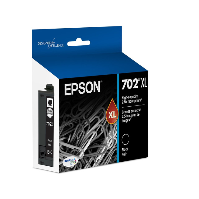 EPSON AMERICA INC. T702XL120-S Epson 702XL DuraBrite Black High-Yield Ink Cartridge, T702XL120-S