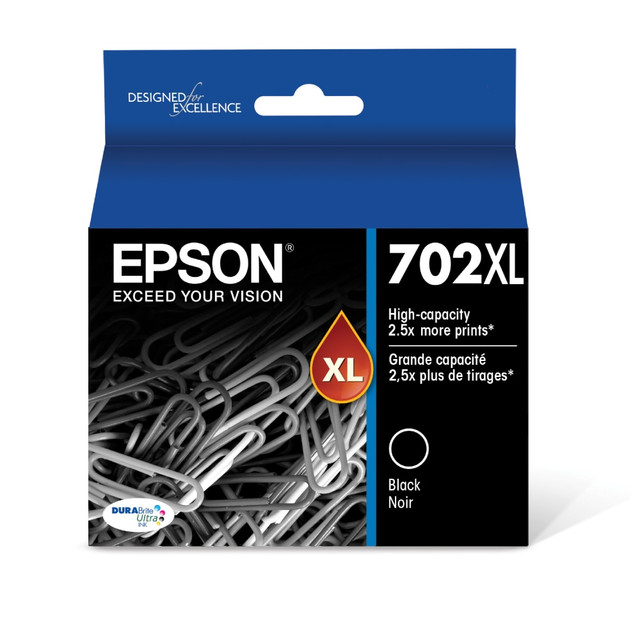 EPSON AMERICA INC. T702XL120-S Epson 702XL DuraBrite Black High-Yield Ink Cartridge, T702XL120-S