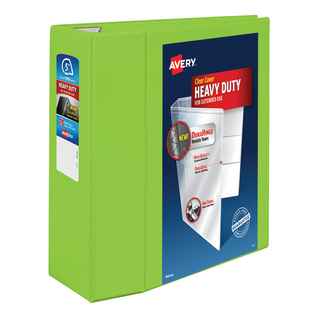 AVERY PRODUCTS CORPORATION 79815 Avery Heavy-Duty View 3-Ring Binder With Locking One-Touch EZD Rings, 5in D-Rings, 38% Recycled, Chartreuse AVERY PRODUCTS CORPORATION 79815 Avery Heavy-Duty View 3-Ring Binder With Locking One-Touch EZD Rings, 5in D-Rings, 38% Recycled, Chartreuse
