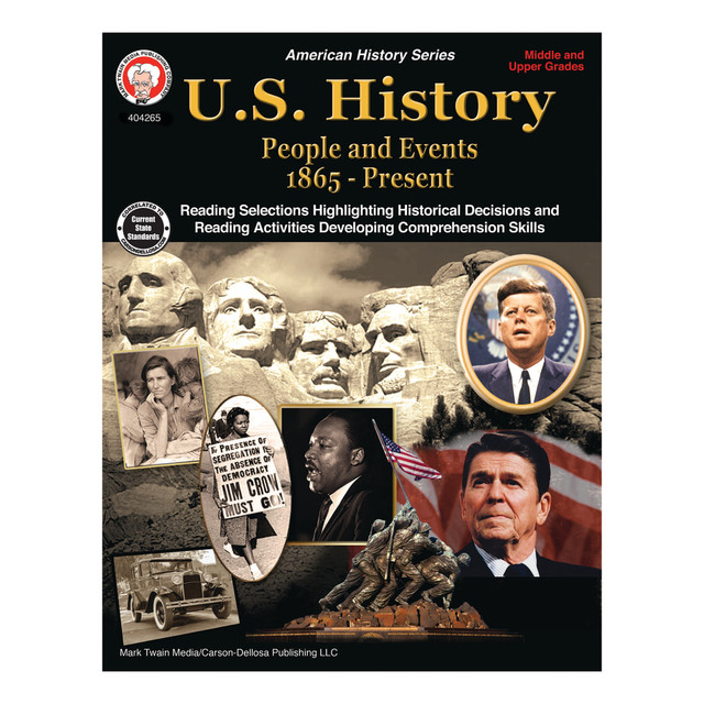 Help students understand the foundation of American history with help from this book. They can get to know historic figures, learn about important events and build analytical and discussion skills.  Added content fosters a detailed understanding of the historical information. Includes map analysis, discussion questions, graphic organizers and research opportunities to challenge and engage students.  Meets Common Core standards.  Designed for students in 6th through 12th grade.  Students can learn about the people, decisions and events that shaped U.S. history from 1865 to the present.