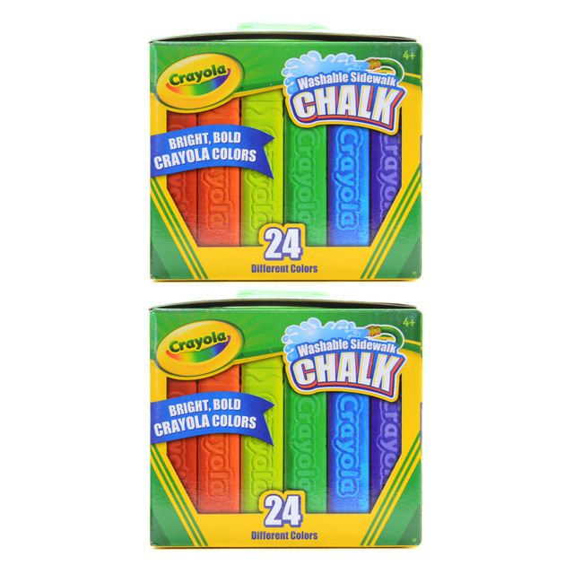 LORESCH PUBLISHING, INC. 2PK51-2024 Crayola Washable Sidewalk Chalk, Assorted Colors, 24 Pieces Per Box, Pack Of 2 Boxes