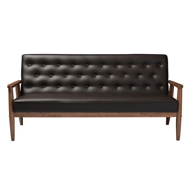 WHOLESALE INTERIORS, INC. 2721-6771 Baxton Studio Noel Sofa, Brown/Dark Walnut