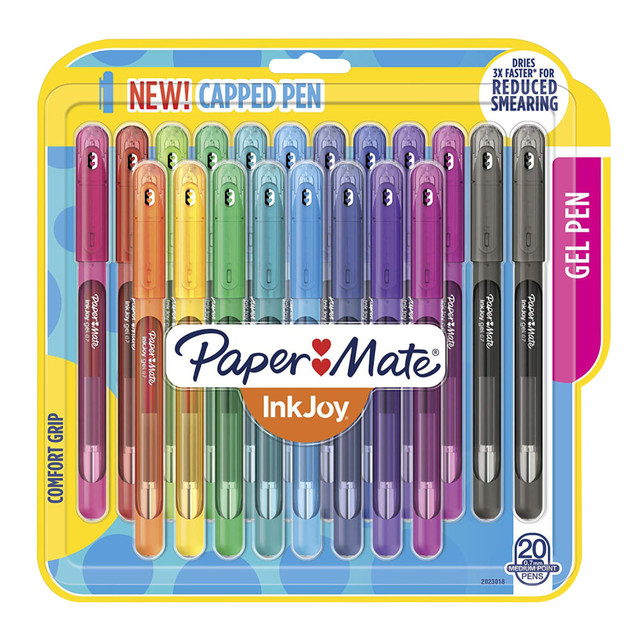 NEWELL BRANDS INC. 2023018 Paper Mate Inkjoy Gel 600ST Stick Pens, Medium Point, 0.7 mm, Assorted Ink Colors, Pack Of 20