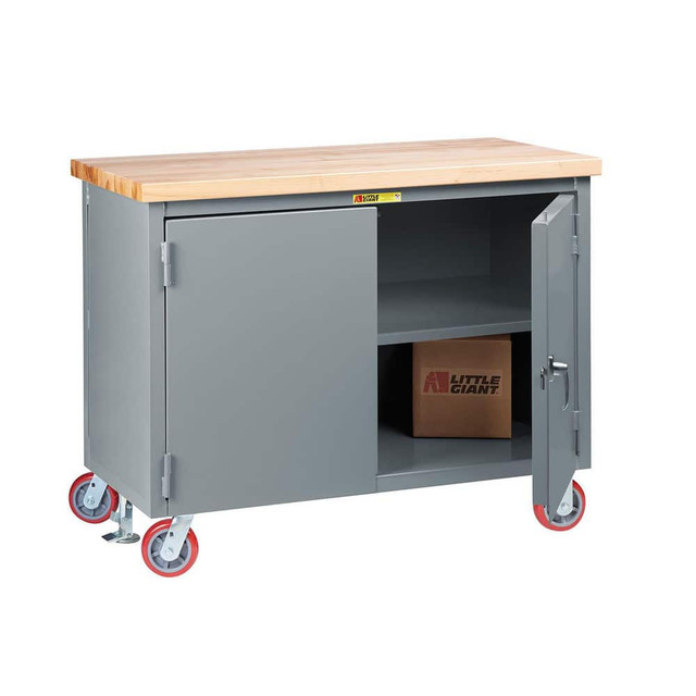 Little Giant. WTC12D3722R6FL Mobile Work Benches; Bench Type: Mobile Workbench Cabinet ; Edge Type: Straight ; Depth (Inch): 30 ; Leg Style: Fixed ; Load Capacity (Lb. - 3 Decimals): 3000 ; Color: Gray
