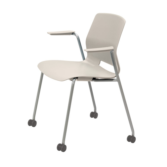 KENTUCKIANA FOAM INC 2701CS-SL-45 KFI Studios Imme Stack Chair With Arms And Caster Base, Moonbeam/Silver