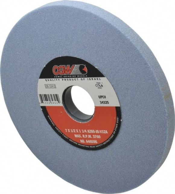 CGW Abrasives 34325 Surface Grinding Wheel: 7" Dia, 1/2" Thick, 1-1/4" Hole, 60 Grit, J Hardness