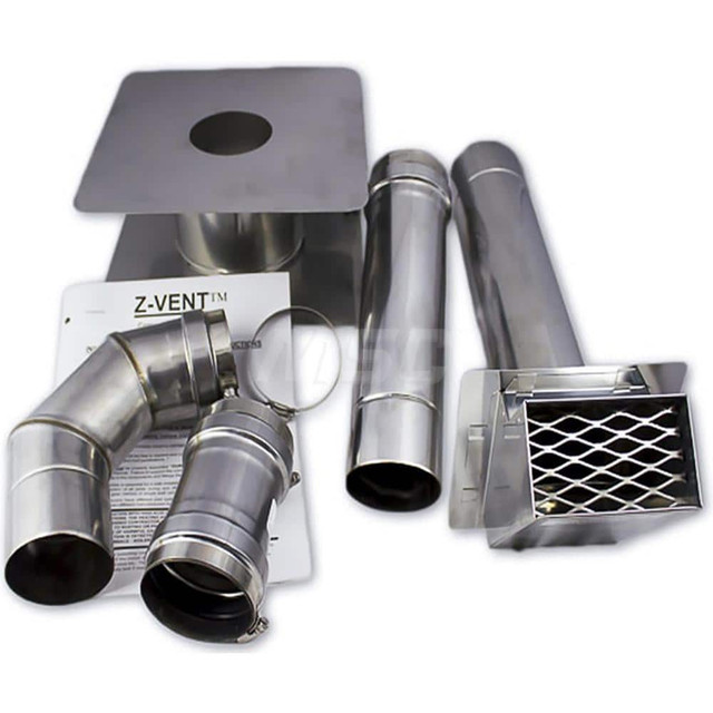 Eccotemp 2ZVEWD03 Water Heater Parts & Accessories; Type: Venting Kit ; For Use With: Indoor Water Heaters ; Contents: Termination Hood; 3" x 90 Degree; Elbow; 3" x 12" Pipe; 3" x 18" Pipe; 3" Wall Thimble; 3 Appliance Adapter with backflow preventer