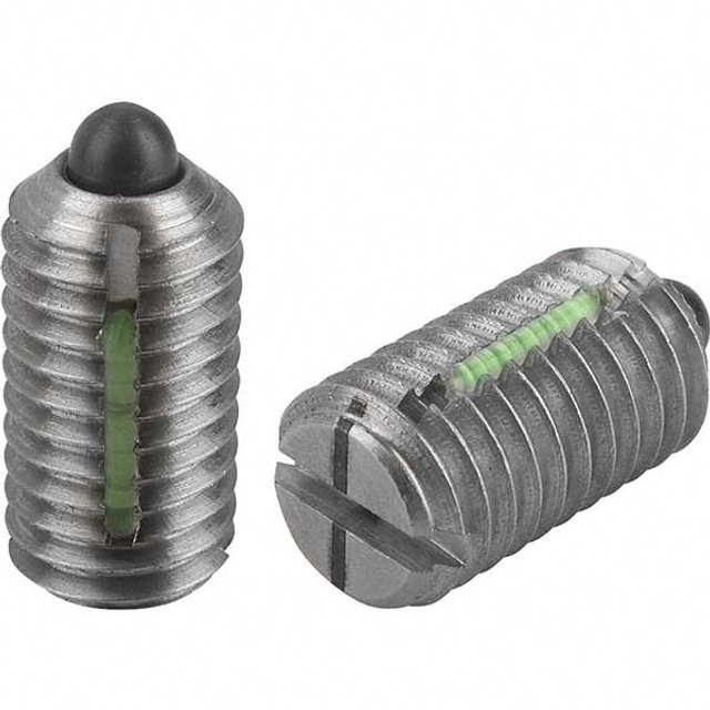 KIPP K0324.1A3 Threaded Spring Plunger: 5/16-18, 0.6299" Thread Length, 0.1575" Dia, 0.0787" Projection