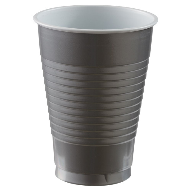 AMSCAN 436811.18  436811 Plastic Cups, 12 Oz, Silver, 50 Cups Per Pack, Case Of 3 Packs