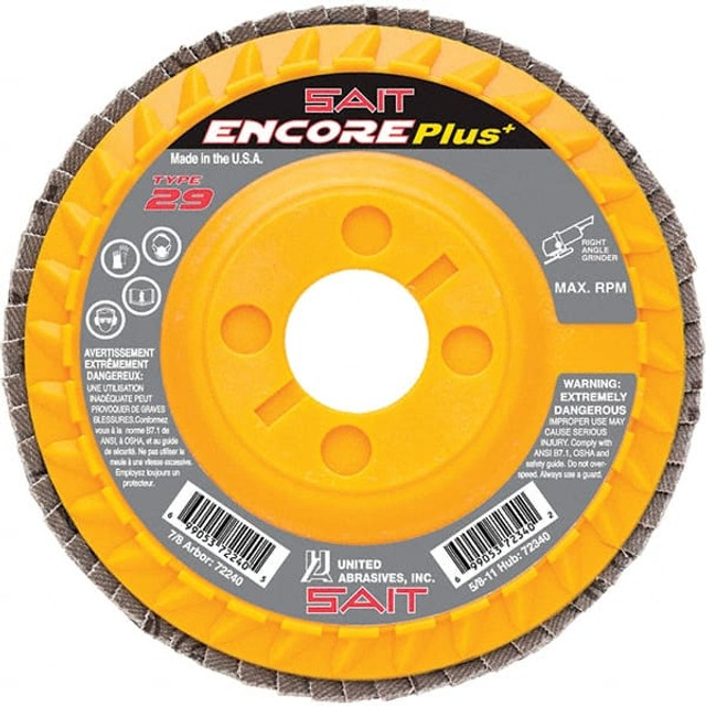 Sait 72239 Flap Disc: 7/8" Hole, 40 Grit, Zirconia Alumina, Type 29