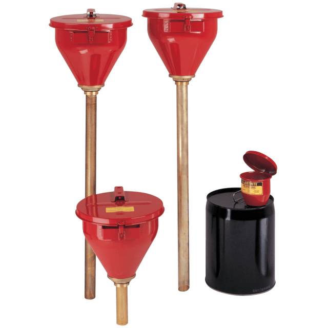 JUSTRITE MANUFACTURING COMPANY, LLC 400-08207 Large Funnel w/Self-Closing Cover; Safety Drum Funnel w/Brass Flame Arrestor