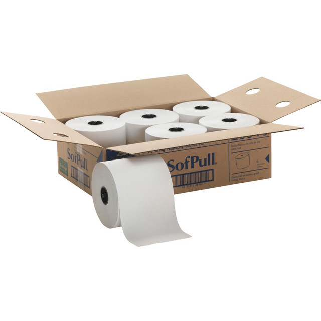 GEORGIA-PACIFIC CORPORATION 26910 Georgia-Pacific by GP PRO SofPull Hardwound 1-Ply Paper Towels, 100% Recycled, White, 1000ft Per Roll, Pack Of 6 Rolls