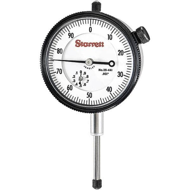 Starrett 20787 Dial Drop Indicator: 0 to 1" Range, 0-100 Dial Reading, 0.001" Graduation, 2-1/4" Dial Dia