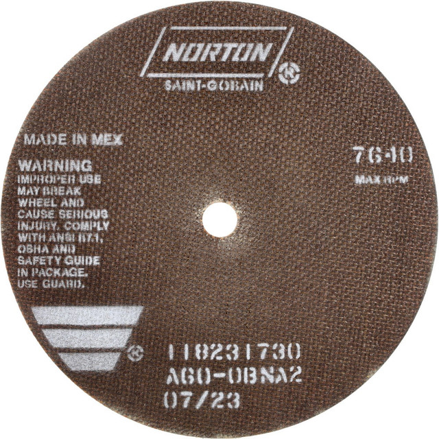 Norton 66253042981 Cutoff Wheel: 8" Dia, 0.06" Thick, 5/8" Hole, Aluminum Oxide