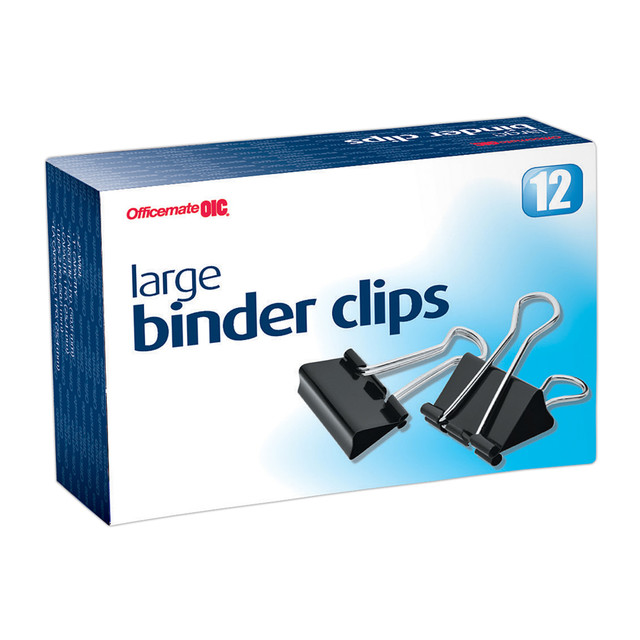 OFFICEMATE INTERNATIONAL CORP. 99100 OIC Binder Clips, Large, 2in, Black, Box Of 12