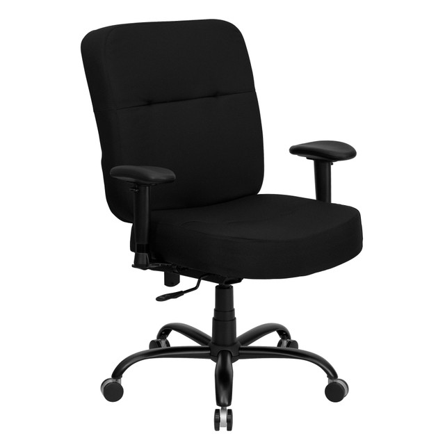 FLASH FURNITURE WL735SYGBKA  HERCULES Series Ergonomic Big & Tall High-Back Executive Office Chair With Arms, Black Fabric