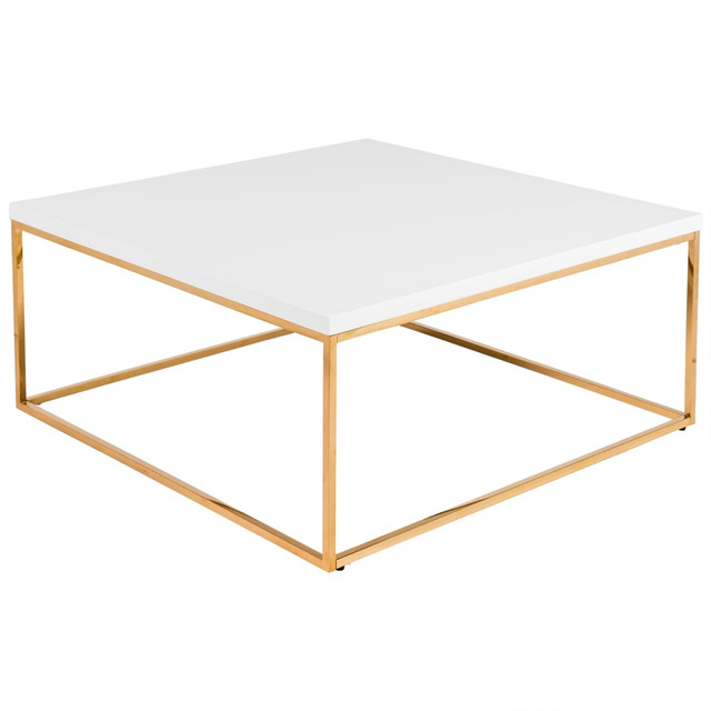 EURO STYLE, INC. Eurostyle 90176WHT  Teresa Square Coffee Table, 15-1/2inH x 35-1/2inW x 35-1/2inD, High Gloss Gold/White