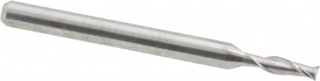 SGS 01843 Square End Mill: 0.085'' Dia, 0.255'' LOC, 1/8'' Shank Dia, 1-1/2'' OAL, 2 Flutes, Solid Carbide