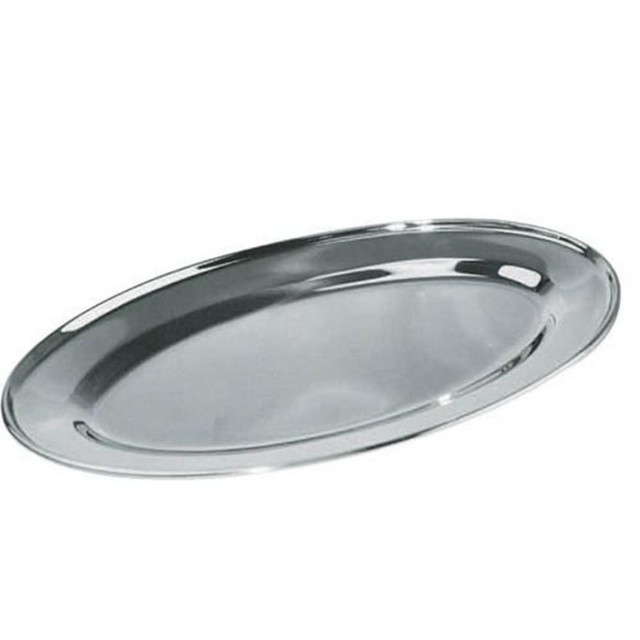 WINCO OPL-14  Oval Stainless-Steel Platter, 14in x 8-3/4in, Silver