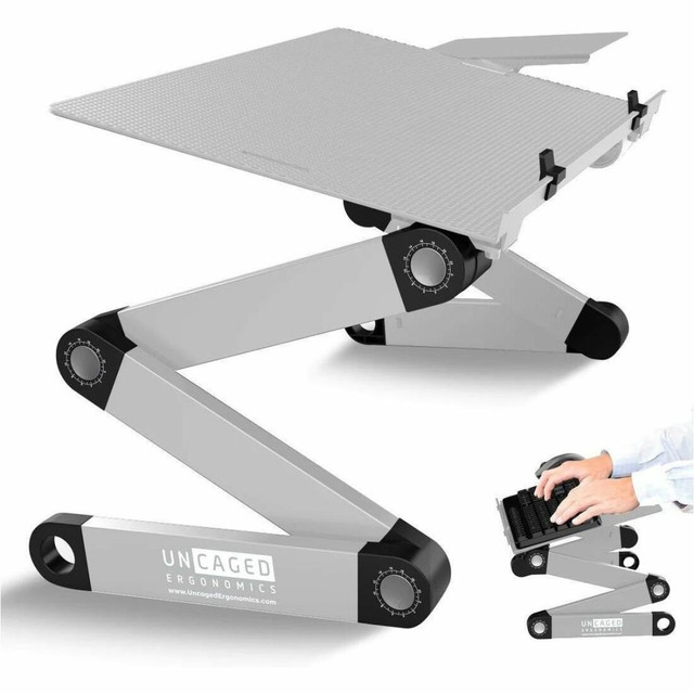 UNCAGED ERGONOMICS WEKTS WorkEZ Adjustable-Height Tilt Ergonomic Computer Keyboard Stand Riser, Silver UNCAGED ERGONOMICS WEKTS WorkEZ Adjustable-Height Tilt Ergonomic Computer Keyboard Stand Riser, Silver