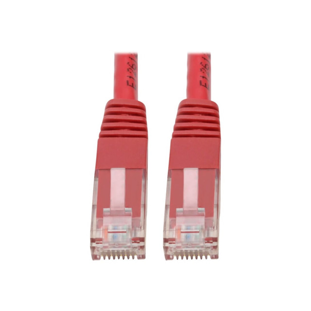 TRIPP LITE N200-005-RD  Cat6 Cat5e Gigabit Molded Patch Cable RJ45 M/M 550MHz Red 5ft 5ft - 1 x RJ-45 Male Network - 1 x RJ-45 Male Network - Gold Plated Contact - Red