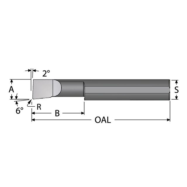 Scientific Cutting Tools B2301150RA Corner Radius Boring Bar: 0.23" Min Bore, 1.15" Max Depth, Right Hand Cut, Submicron Solid Carbide