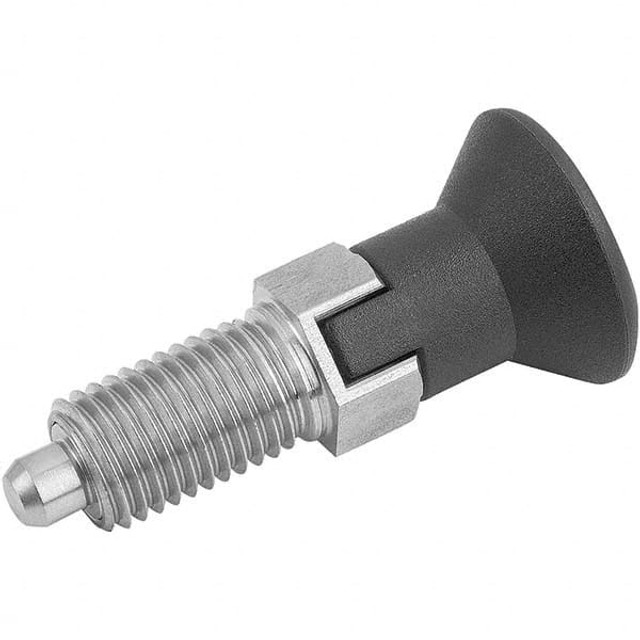 KIPP K0338.03903 M6x0.75, 10mm Thread Length, 3mm Plunger Diam, Hardened Locking Pin Knob Handle Indexing Plunger