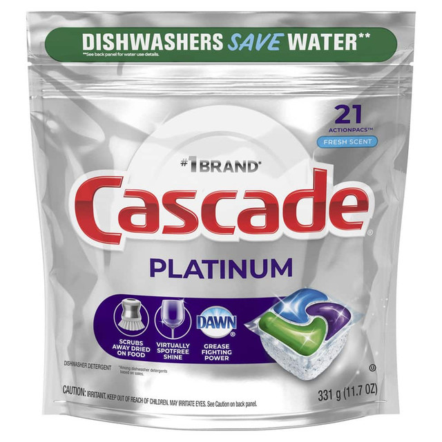 Cascade PGC08275CT Dish Detergent; Form: Powder; Gel ; Container Type: Bag ; Container Size (oz.): 11.70 ; Scent: Fresh ; For Use With: ActionPacs ; UNSPSC Code: 0047131810