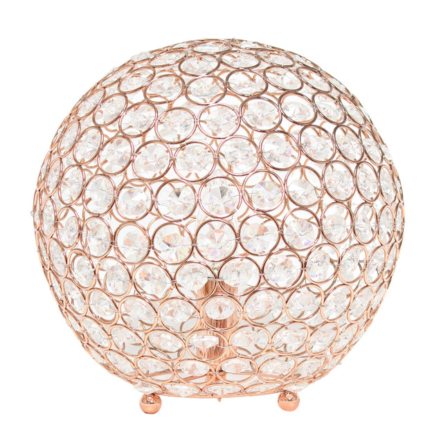 ALL THE RAGES INC Lalia Home LHT-3013-RG  Elipse Glamorous Crystal Orb Table Lamp, 10inH, Rose Gold