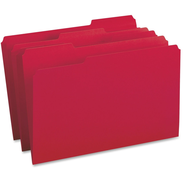 SP RICHARDS Business Source 99720  1/3-Cut Tab Colored File Folders, Legal Size, Red, Box Of 100 Folders