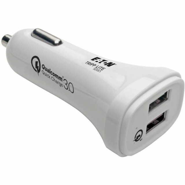TRIPP LITE U280-C02-S-QC3U Eaton Tripp Lite Series Dual-Port USB Car Charger for Tablets and Cell Phones with Qualcomm Quick Charge 3.0 Technology - Car power adapter - 30 Watt - 3 A - QC 3.0 - 2 output connectors (USB) - white TRIPP LITE U280-C02-S-QC3U Eaton Tripp Lite Series Dual-Port USB Car Charger for Tablets and Cell Phones with Qualcomm Quick Charge 3.0 Technology - Car power adapter - 30 Watt - 3 A - QC 3.0 - 2 output connectors (USB) - white