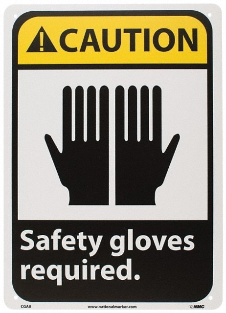 AccuformNMC CGA8RB Sign: Rectangle, "Caution - Safety Gloves Required"