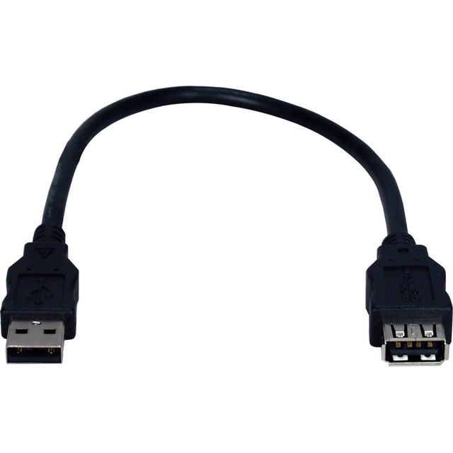 QVS, INC. CC2210C-01 QVS USB 2.0 High-Speed Extension Cable - 1 ft USB Data Transfer Cable for Network Device - First End: 1 x USB 2.0 Type A - Male - Second End: 1 x USB 2.0 Type A - Female - Extension Cable - Black