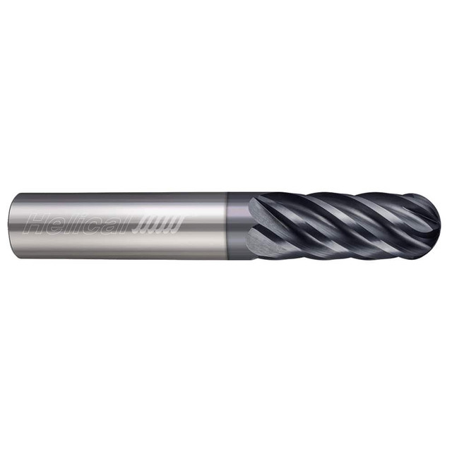 Helical Solutions 59438 Ball End Mill:  0.2500" Dia,  1.2500" LOC,  6 Flute,  Solid Carbide