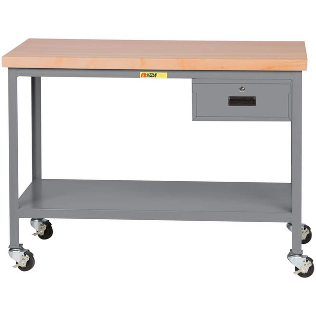 Little Giant. WTS-2424-3R-DR Mobile Work Benches; Bench Type: Butcher Block Work Center ; Edge Type: Square ; Depth (Inch): 24 ; Leg Style: Fixed ; Load Capacity (Lb. - 3 Decimals): 1000.000 ; Height (Inch): 35