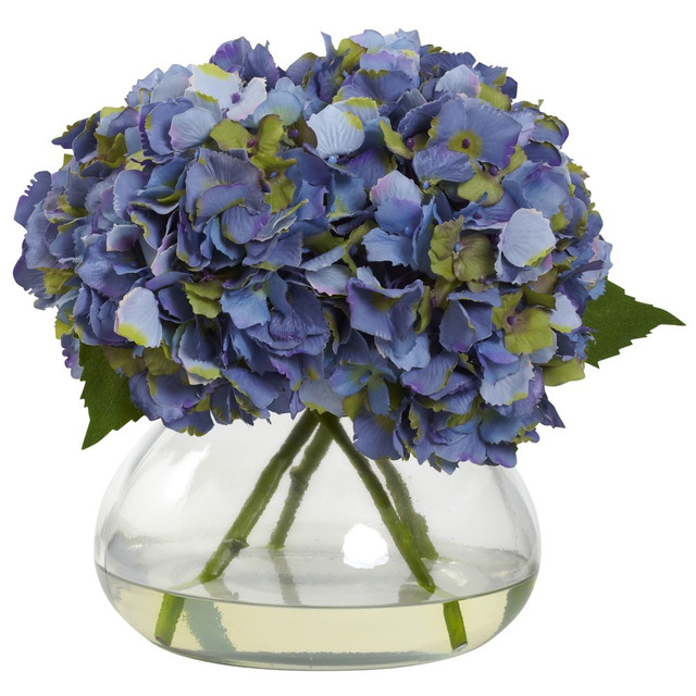 NEARLY NATURAL INC. 1357-BL Nearly Natural Blooming Hydrangea 9inH Large Plastic Floral Arrangement With Vase, 9inH x 10inW x 8inD, Blue NEARLY NATURAL INC. 1357-BL Nearly Natural Blooming Hydrangea 9inH Large Plastic Floral Arrangement With Vase, 9inH x 10inW x 8inD, Blue