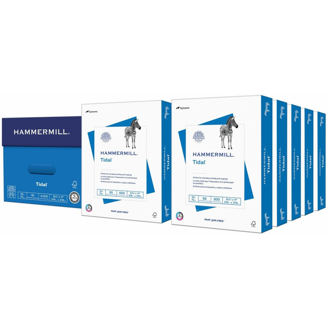 Hammermill HAM162008  Tidal Multi-Use Printer & Copy Paper, White, Letter (8.5in x 11in), 5000 Sheets Per Case, 20 Lb, 92 Brightness, Case Of 10 Reams