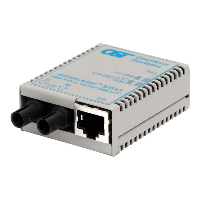 OMNITRON SYSTEMS TECHNOLOGY, INC. Omnitron 1620-0-1  miConverter S/GXT - Fiber media converter - GigE - 10Base-T, 100Base-TX, 1000Base-T, 1000Base-X - ST multi-mode / RJ-45 - up to 1800 ft - 850 nm