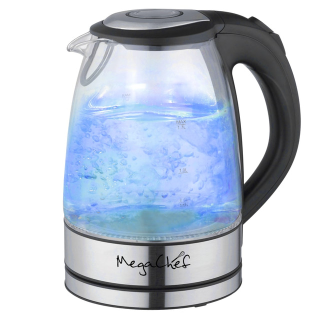 MEGAGOODS, INC. 99596272M MegaChef 1.7-Liter Stainless Steel Electric Tea Kettle, Clear MEGAGOODS, INC. 99596272M MegaChef 1.7-Liter Stainless Steel Electric Tea Kettle, Clear
