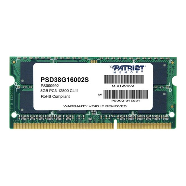 PATRIOT MEMORY PSD38G16002S Patriot Signature Line - DDR3 - module - 8 GB - SO-DIMM 204-pin - 1600 MHz / PC3-12800 - CL11 - 1.5 V - unbuffered - non-ECC